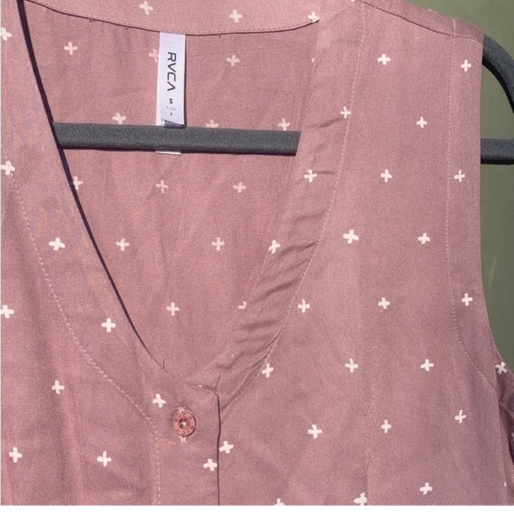 Rvca Fairness Button Front Mauve Cross Print Pock… - image 3